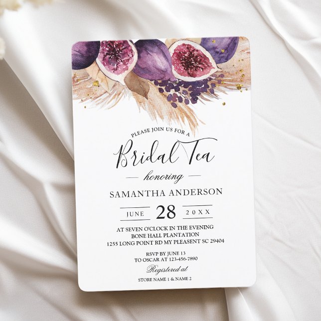 Invitación Belleza de moda Higos Púrpura y Pampas (Subido por el creador)