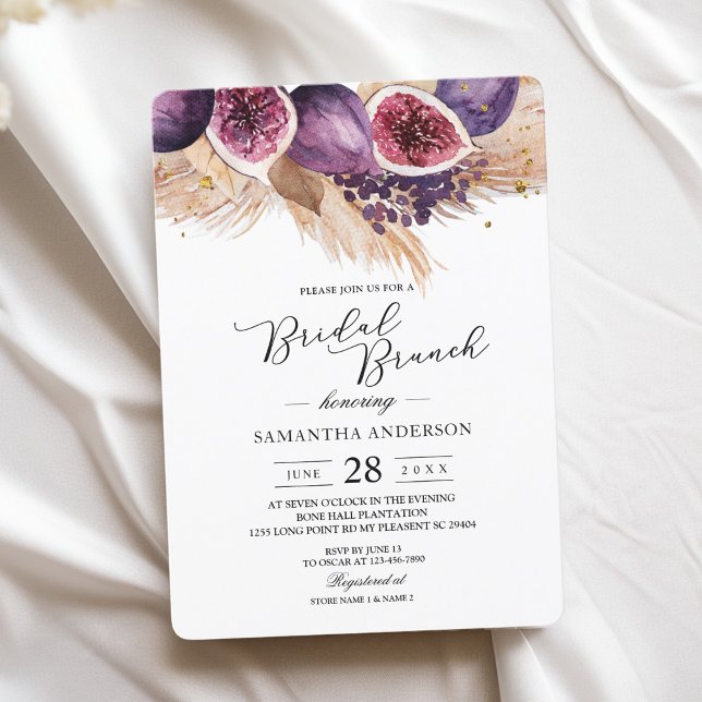 Invitación Belleza de moda Higos Púrpura y Pampas (Subido por el creador)