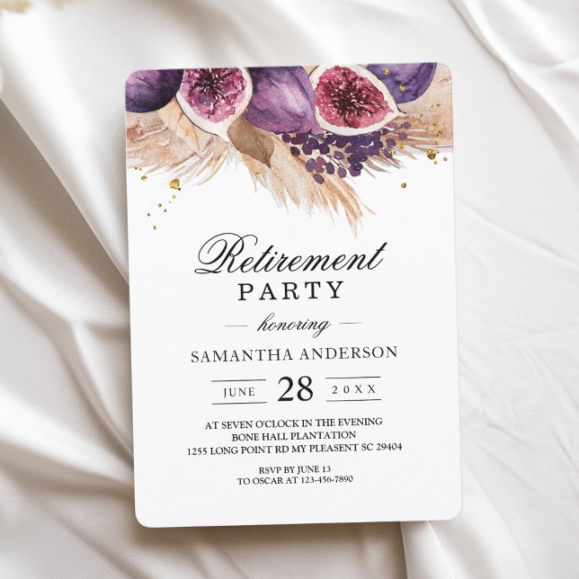 Invitación Belleza de moda Higos Púrpura y Pampas (Subido por el creador)