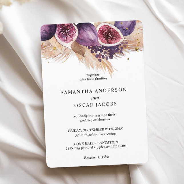 Invitación Belleza de moda Higos Púrpura y Pampas (Subido por el creador)