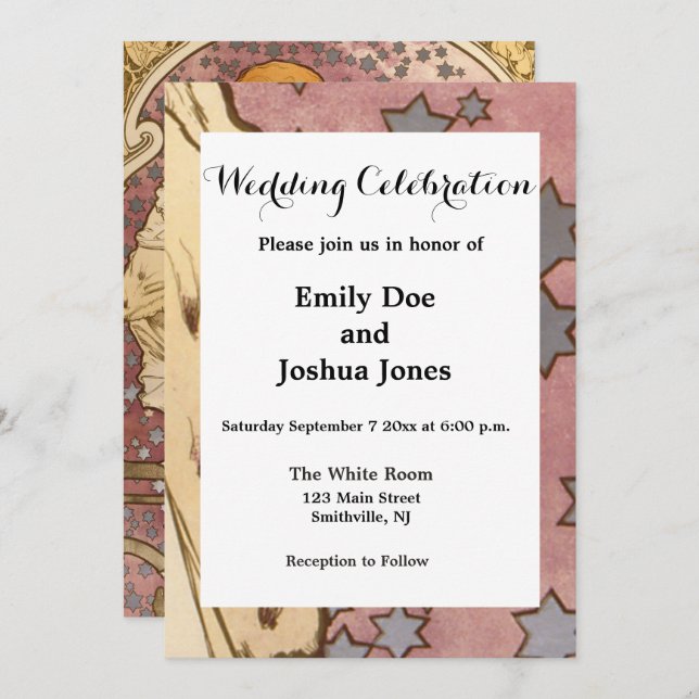 Invitación Belleza de mujer mucha Art Nouveau (Anverso / Reverso)