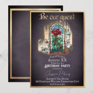 Invitación Belleza de Vidrio Emplomado y la Bestia Castillo G