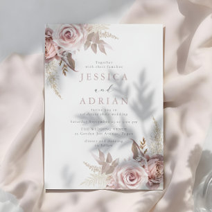 Invitación Belleza divina: Boda floral Rosa y Rubor