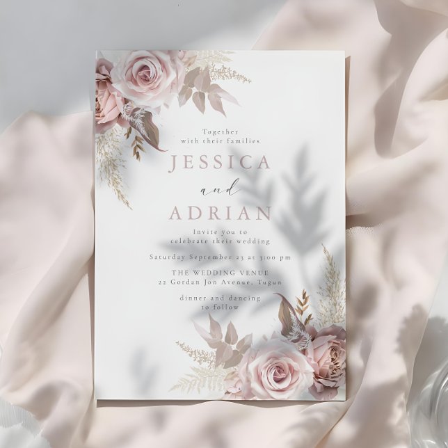 Invitación Belleza divina: Boda floral Rosa y Rubor (Subido por el creador)