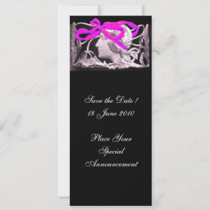 INVITACIÓN BELLEZA ELEGANTE / SEÑORA CON LAZO ROSA Y FLORES