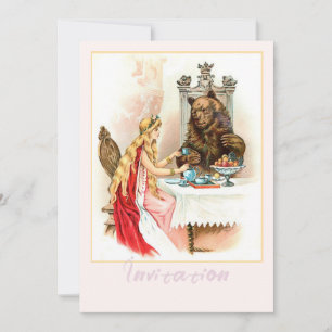 Invitación Belleza en rosa y la bestia