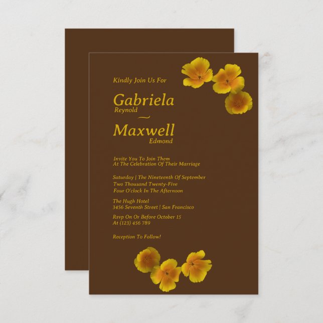 Invitación Belleza eterna florece Boda de amapolas de Califor (Anverso / Reverso)