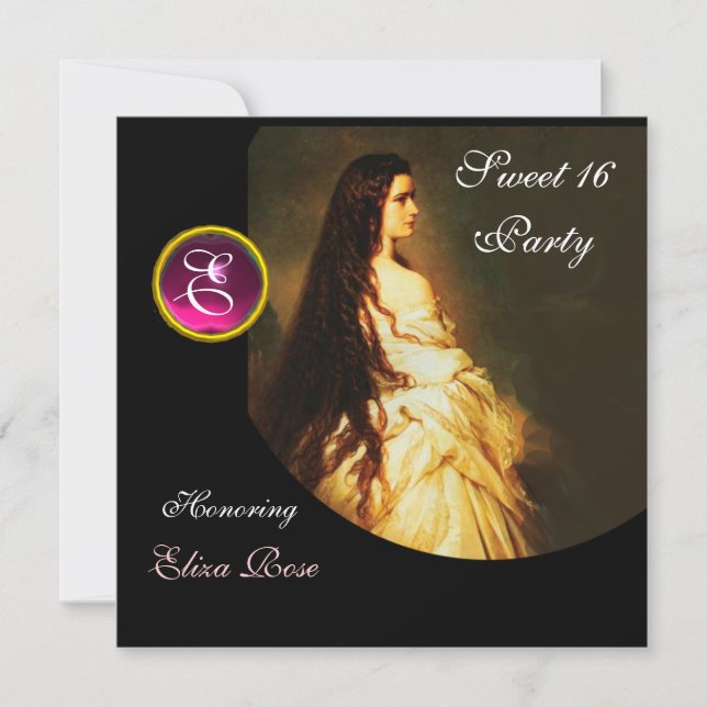 INVITACIÓN BELLEZA ÉTNICA, 16 DULCE, ROSA, NEGRO, BLANCO (Anverso)