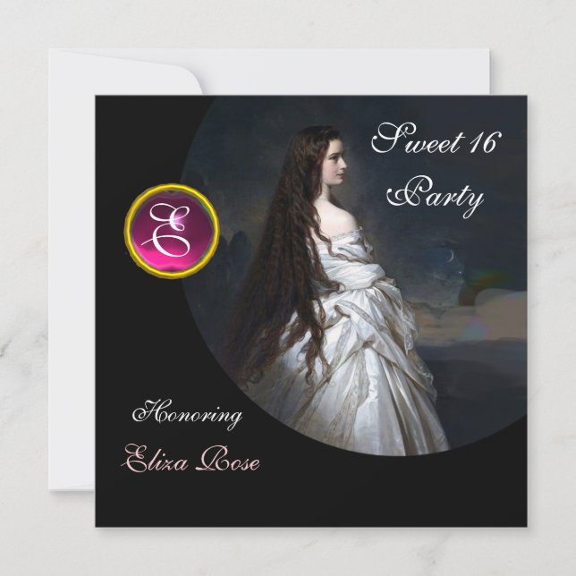 INVITACIÓN BELLEZA ÉTNICA, 16 DULCE, ROSA, NEGRO, BLANCO (Anverso)