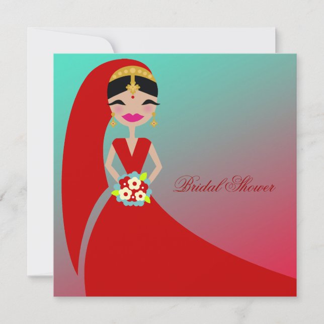 Invitación Belleza india 311| Sueño turquesa de ducha nupcial (Anverso)