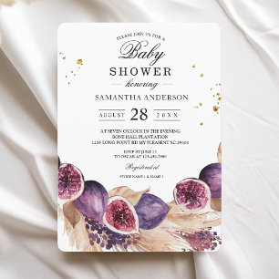 Invitación Belleza moderna higos púrpura y pampas y gotas de 