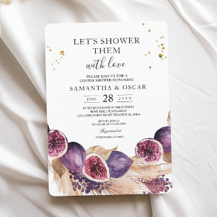 Invitación Belleza moderna higos púrpura y pampas y gotas de 