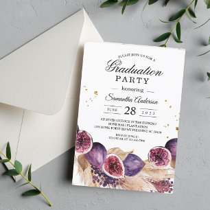 Invitación Belleza moderna higos púrpura y pampas y gotas de 
