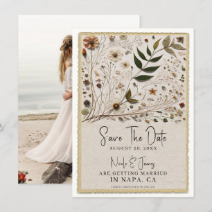 Invitación Belleza Natural Botánica Flores y Hojas Boda