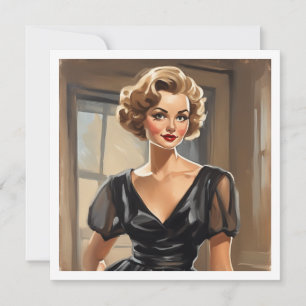 Invitación Belleza negra del LBD en una tarjeta: sutil elegan
