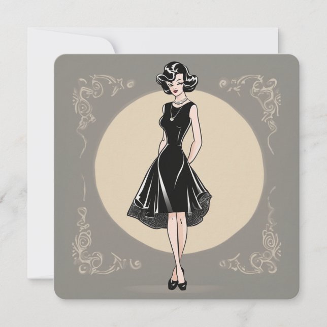 Invitación Belleza negra en una tarjeta: Sofisticación sin es (Anverso)