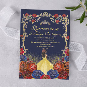 Invitación Belleza Real Quinceanera y el mejor azul de la Mar