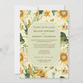 Invitación Belleza rústica Boda botánico de girasol