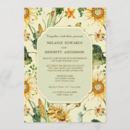 Invitación Belleza rústica Boda botánico de girasol