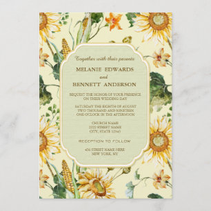 Invitación Belleza rústica Boda botánico de girasol