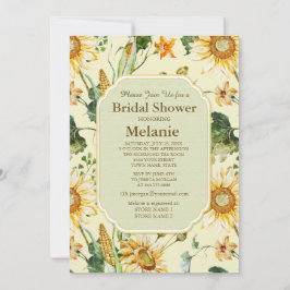 Invitación Belleza Rústica Ducha Botánica Bridal Sunflower