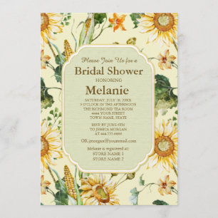 Invitación Belleza Rústica Ducha Botánica Bridal Sunflower