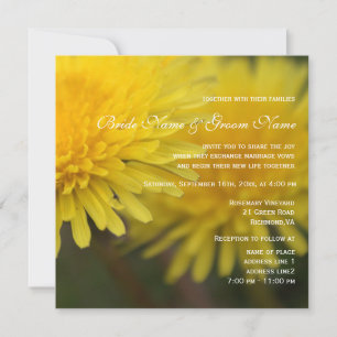 Invitación Bello diente de león flor silvestre amarilla boda