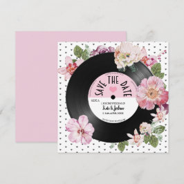 Invitación Bello floral retro vinilo Save the Date Boda 