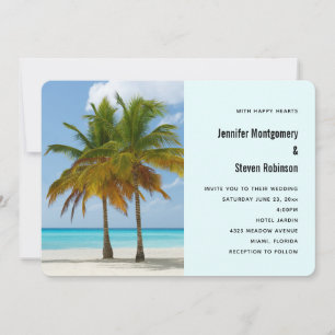 Invitación Bellos Palmeres en una Boda en la Playa Tropical