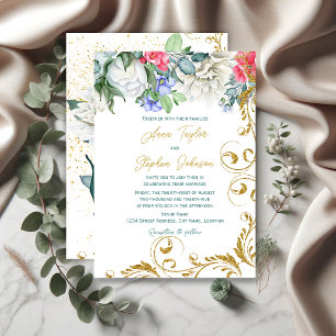 Invitación Bellos productos botánicos con Purpurinas Faux Gol