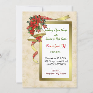 Invitación Bells de Poinsettia Roja