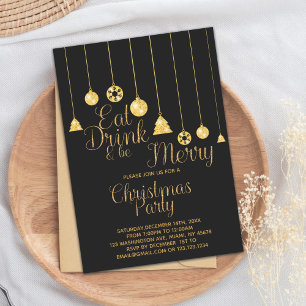 Invitación Bells Eat Drink and be Merry Christmas Invitations