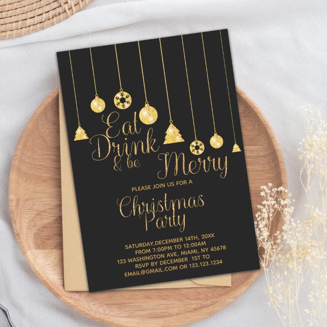 Invitación Bells Eat Drink and be Merry Christmas Invitations (Bells Eat Drink and be Merry Christmas Invitations)