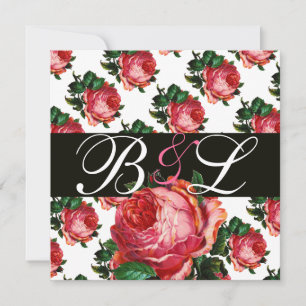INVITACIÓN BELO MONOGRAMA FLORAL DE ROSA ROSADA AQUA AZUL TEA