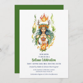 Invitación Beltane Fire Summer Goddess Floral Sabbat Party