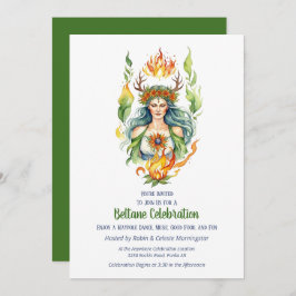 Invitación Beltane Fire Summer Goddess Floral Sabbat Party