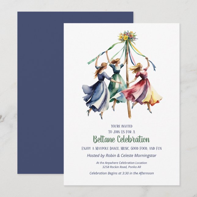 Invitación Beltane Maypole Dance Summer Sabbat Party (Anverso / Reverso)
