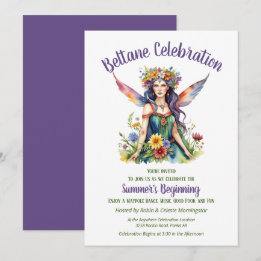 Invitación Beltane Summer Fairy Floral Sabbat Party