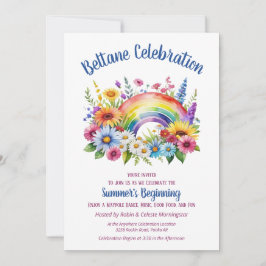 Invitación Beltane Summer Floral Rainbow Sabbat Party