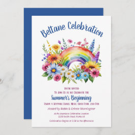 Invitación Beltane Summer Floral Rainbow Sabbat Party