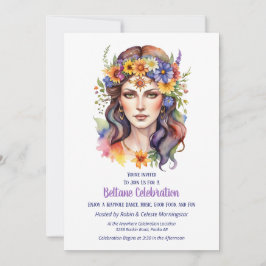 Invitación Beltane Summer Goddess Floral Sabbat Party