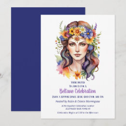 Invitación Beltane Summer Goddess Floral Sabbat Party
