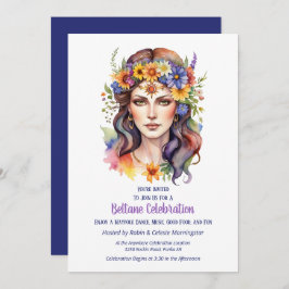 Invitación Beltane Summer Goddess Floral Sabbat Party