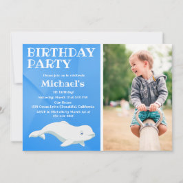 Invitación Beluga Ballena Azul Océano Ártico Foto Cumpleaños