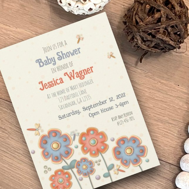 Invitación Bélula floral cúrcutaBaby Shower de inactividad (Subido por el creador)