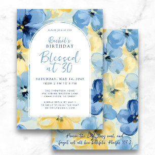Invitación Bendecido con 30 Faith Birthday Milestone Floral