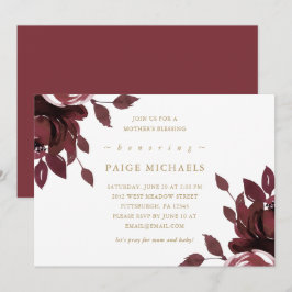 Invitación Bendición cristiana floral borgoñona