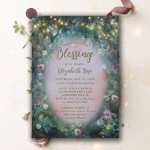 Invitación Bendición de Bautismo Jardín Encantado Rosas Cuent