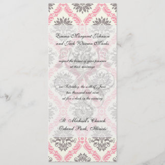 Invitación bendición de damasco de color crema y marrón gris