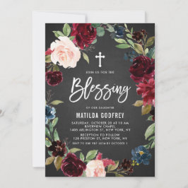 Invitación Bendición de la flor floral de borgoña de caldera